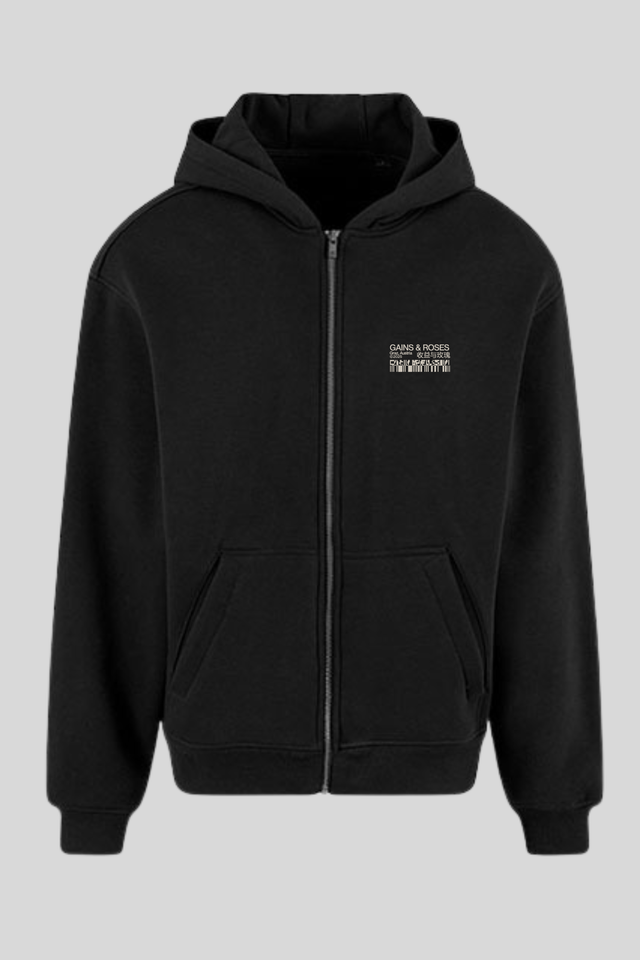 Oversized Boxy Zip Hoodie black