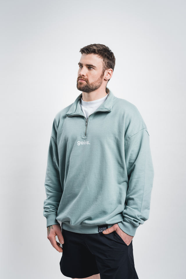 Unisex half zip boxy sweatshirt
