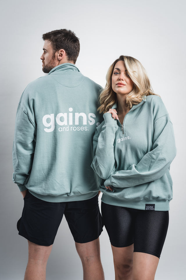 Unisex half zip boxy sweatshirt
