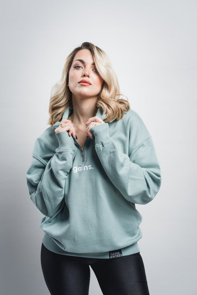 Unisex half zip boxy sweatshirt