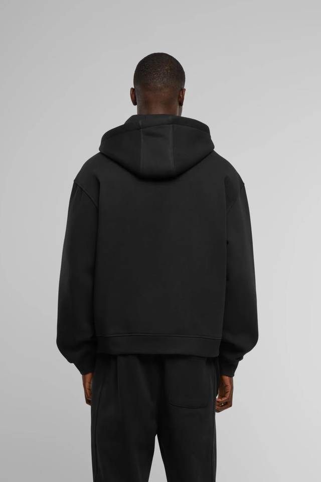 Oversized Boxy Zip Hoodie black