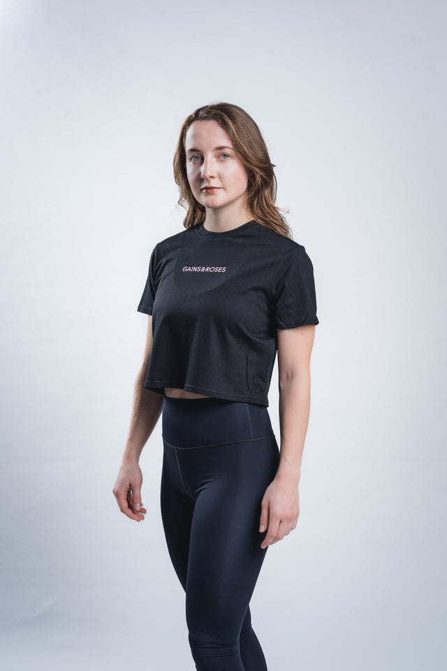 Female Boxy Cropped Top Rose black